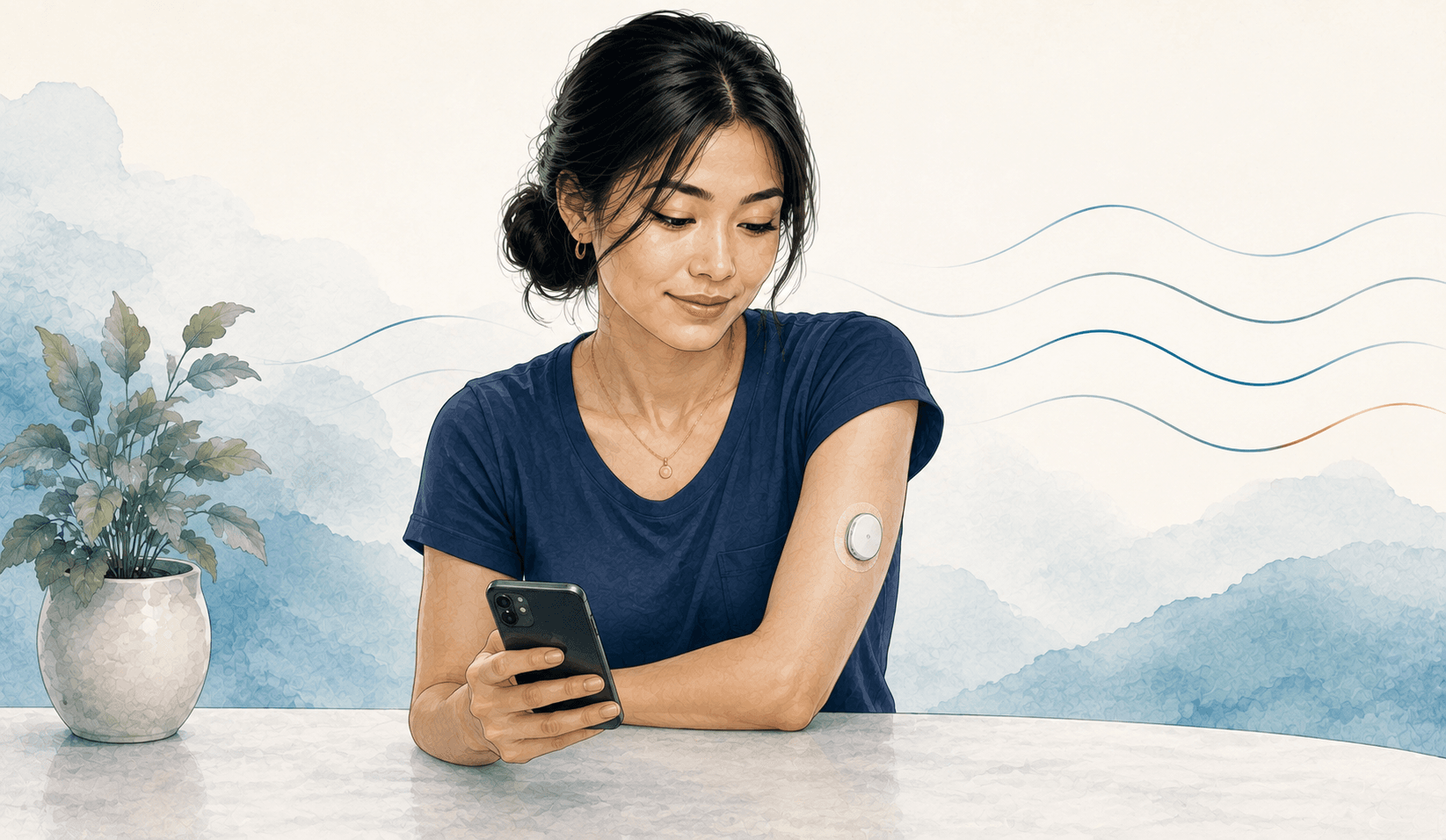 Minimal editorial imagery representing diabetes screening and early prevention.